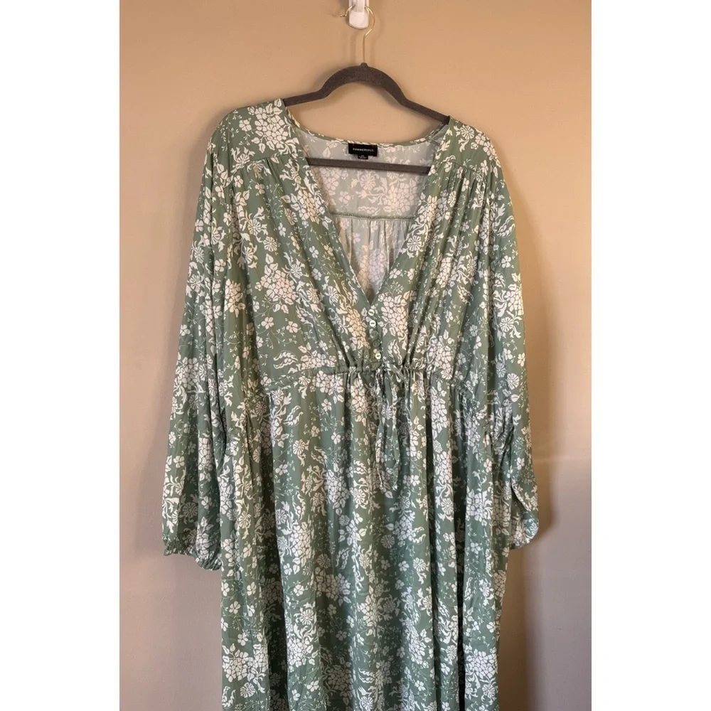 Summersalt The Cinched Waist Caftan Dress Size 1XL Vintage Floral in Ivy